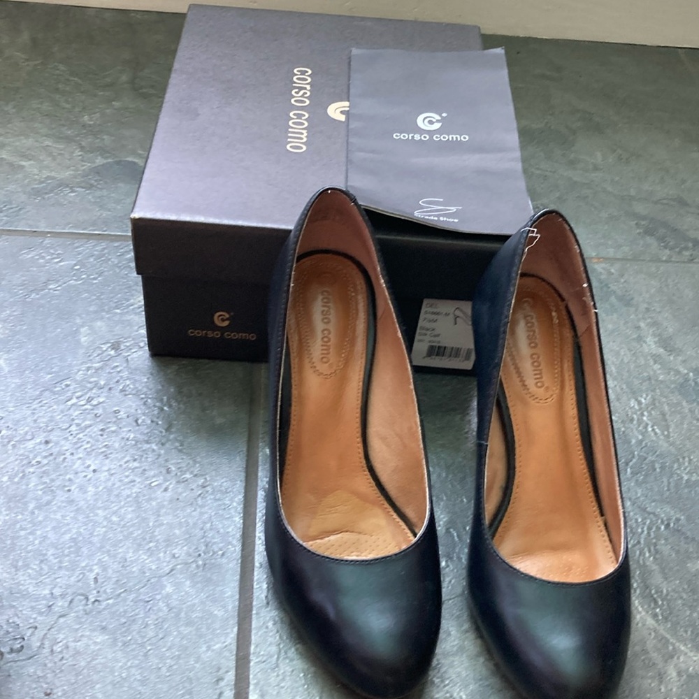 Corso Como Black Classic Leather Pump 3.5” heel